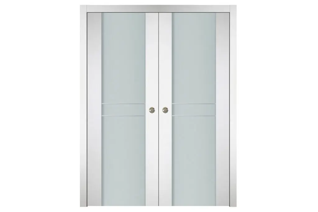 Nova Italia Vetro 2HC Alaskan White Laminate Interior Door - Double Pocket