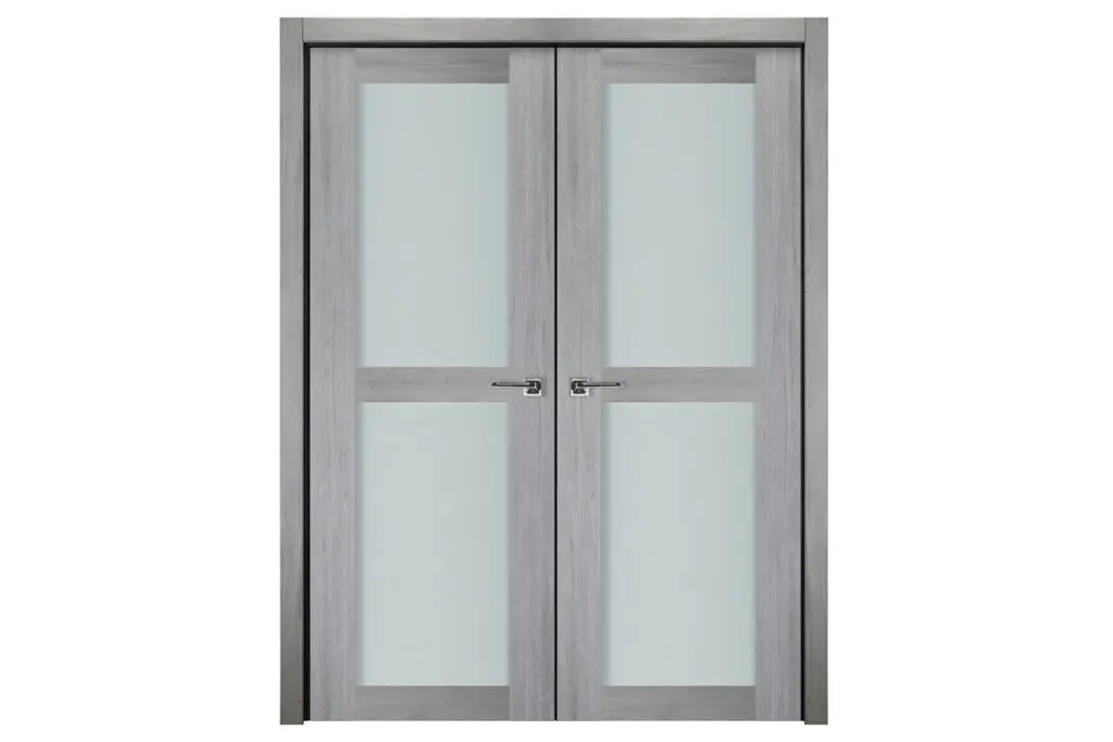 Nova Italia Vetro 2 Lite Light Grey Laminate Interior Door - Double Door