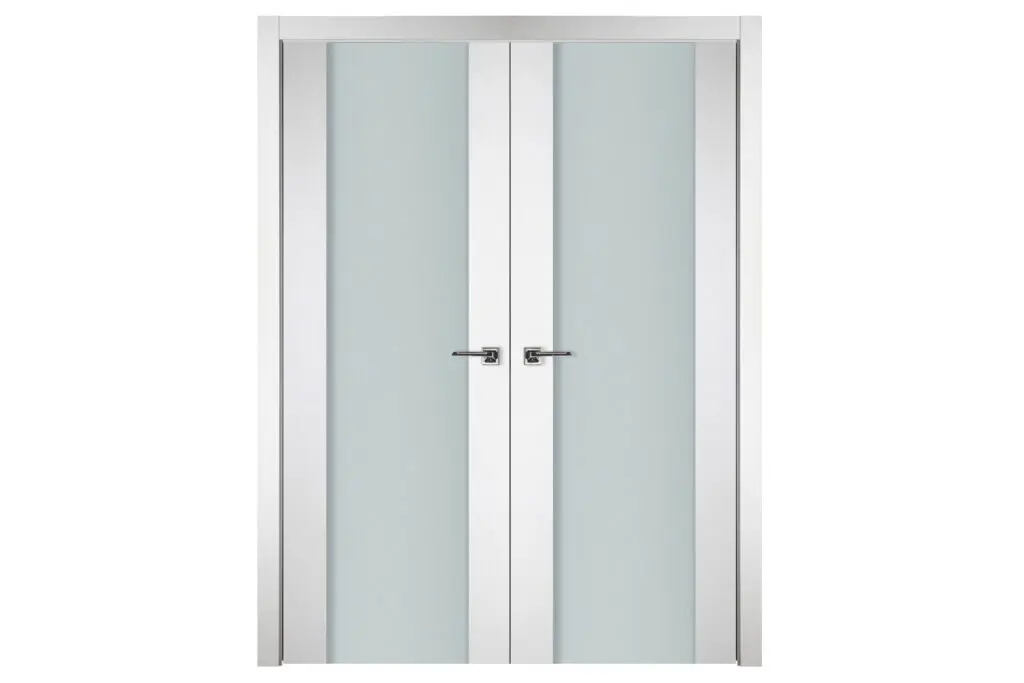 Nova Italia Vetro 01 Alaskan White Laminate Interior Door - Double Door