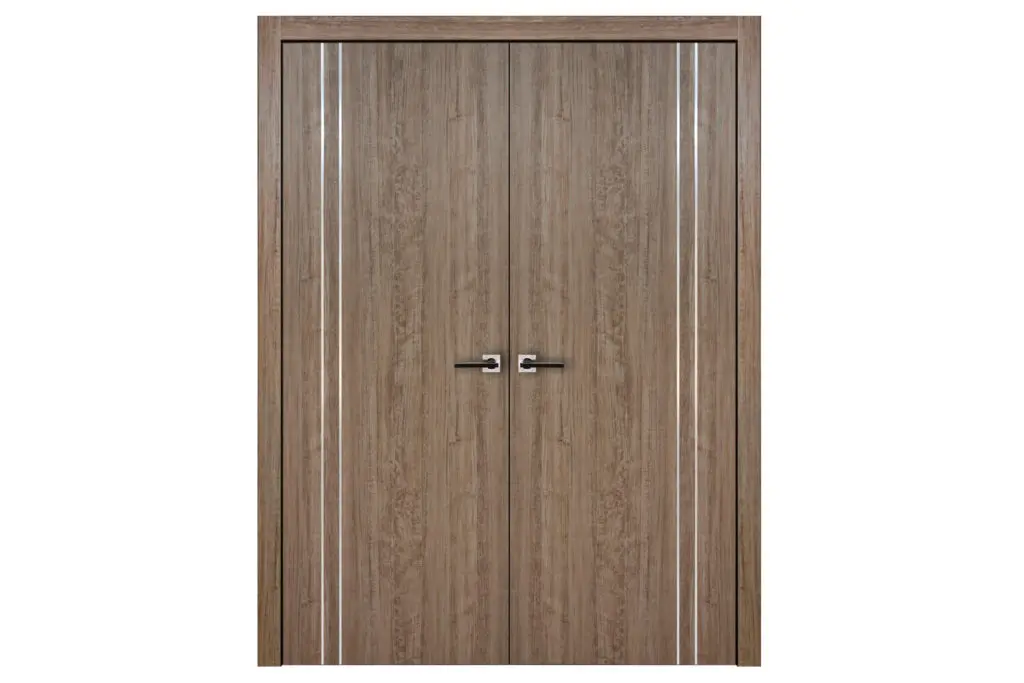 Nova HG-002VR Dark Aloe Wood Laminated Modern Interior Door - Double Door