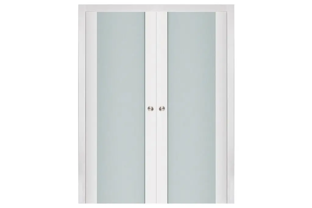 Nova Triplex 001 Soft White Laminated Modern Interior Door - Double Pocket