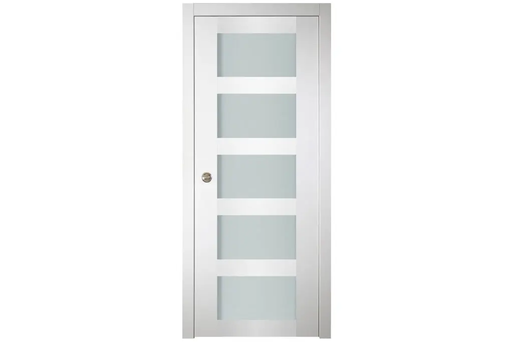 Nova Italia Vetro 5 Lite Alaskan White Laminate Interior Door - Single Pocket