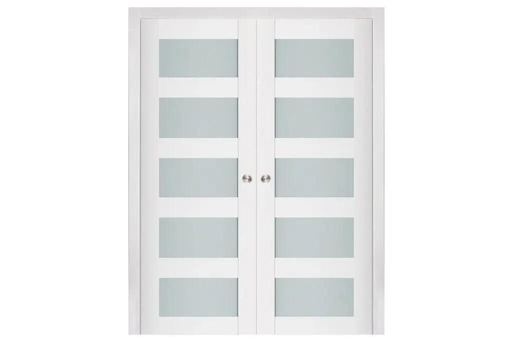Nova Triplex 022 Soft White Laminated Modern Interior Door - Double Pocket