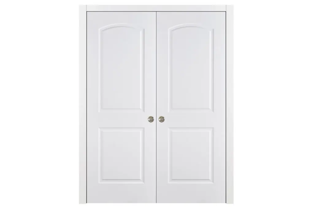 Nova 2 Panel Arched Soft White Laminated Traditional Interior Door - Double Pocket