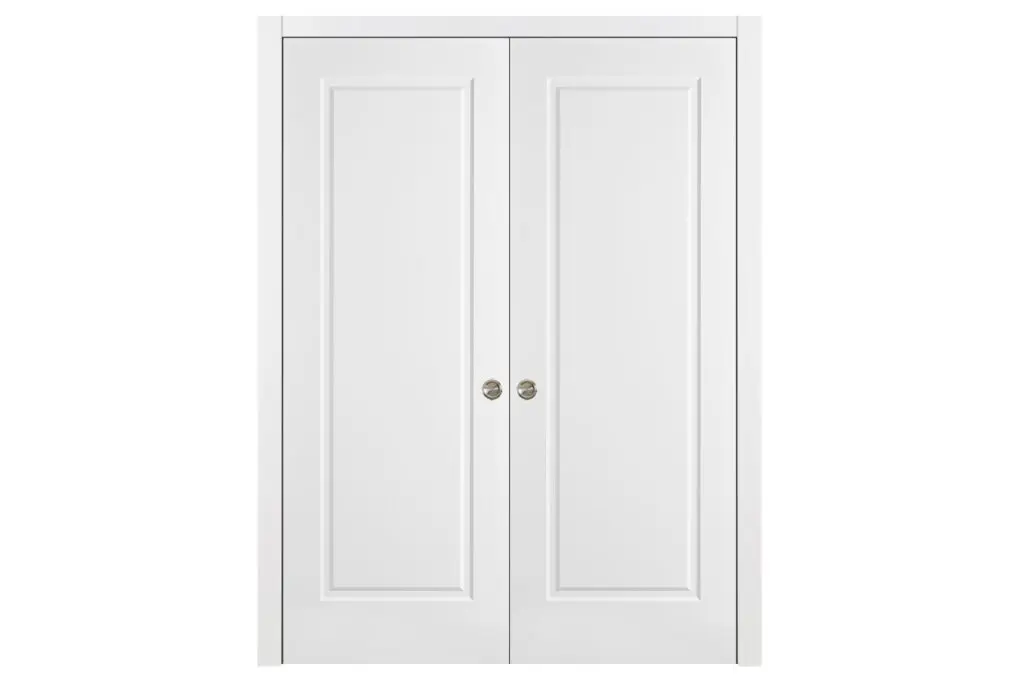 Nova 1 Panel Soft White Laminated Traditional Interior Door - Double Pocket