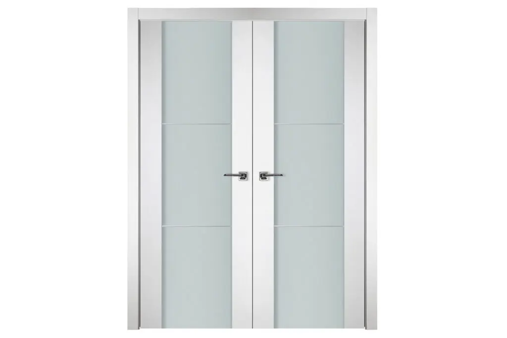 Nova Italia Vetro 2H Alaskan White Laminate Interior Door - Double Door
