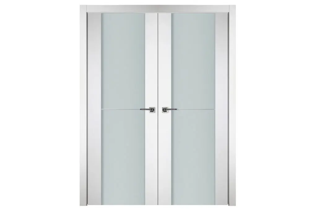 Nova Italia Vetro 1H Alaskan White Laminate Interior Door - Double Door