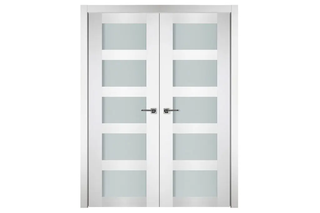 Nova Italia Vetro 5 Lite Alaskan White Laminate Interior Door - Double Door