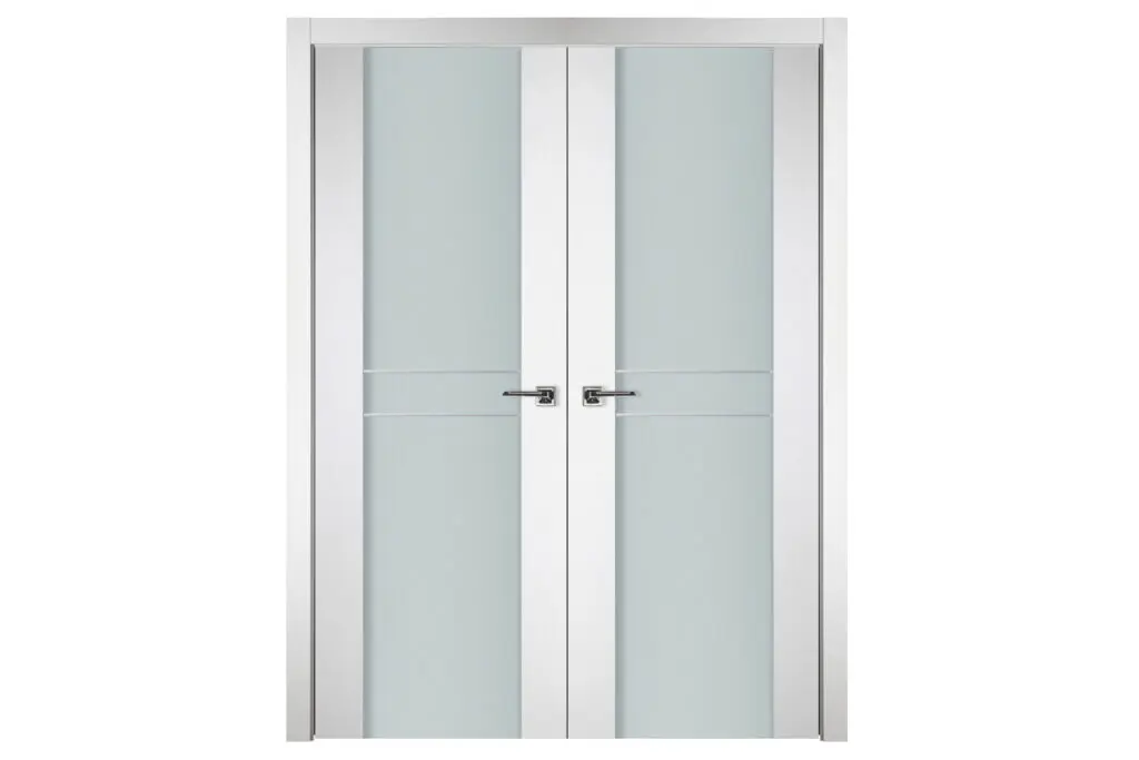 Nova Italia Vetro 2HC Alaskan White Laminate Interior Door - Double Door