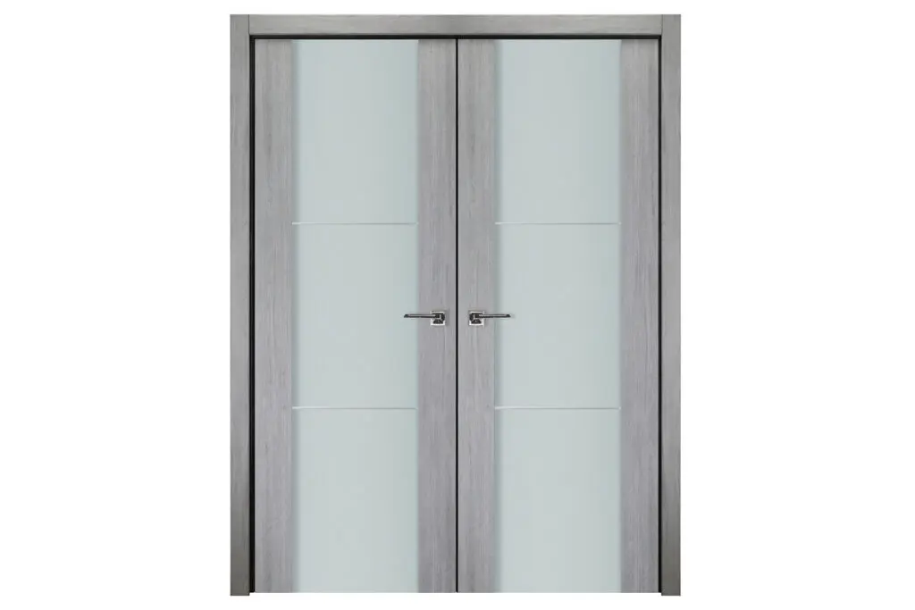 Nova Italia Vetro 2H Light Grey Laminate Interior Door - Double Door
