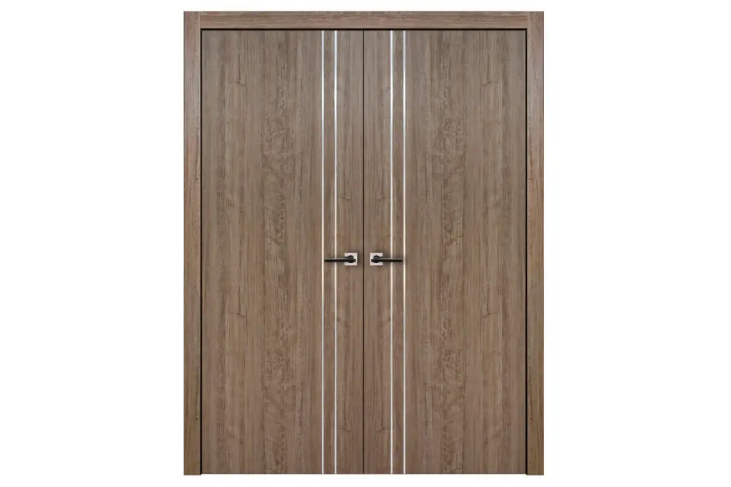 Nova HG-002V Dark Aloe Wood Laminated Modern Interior Door - Double Door