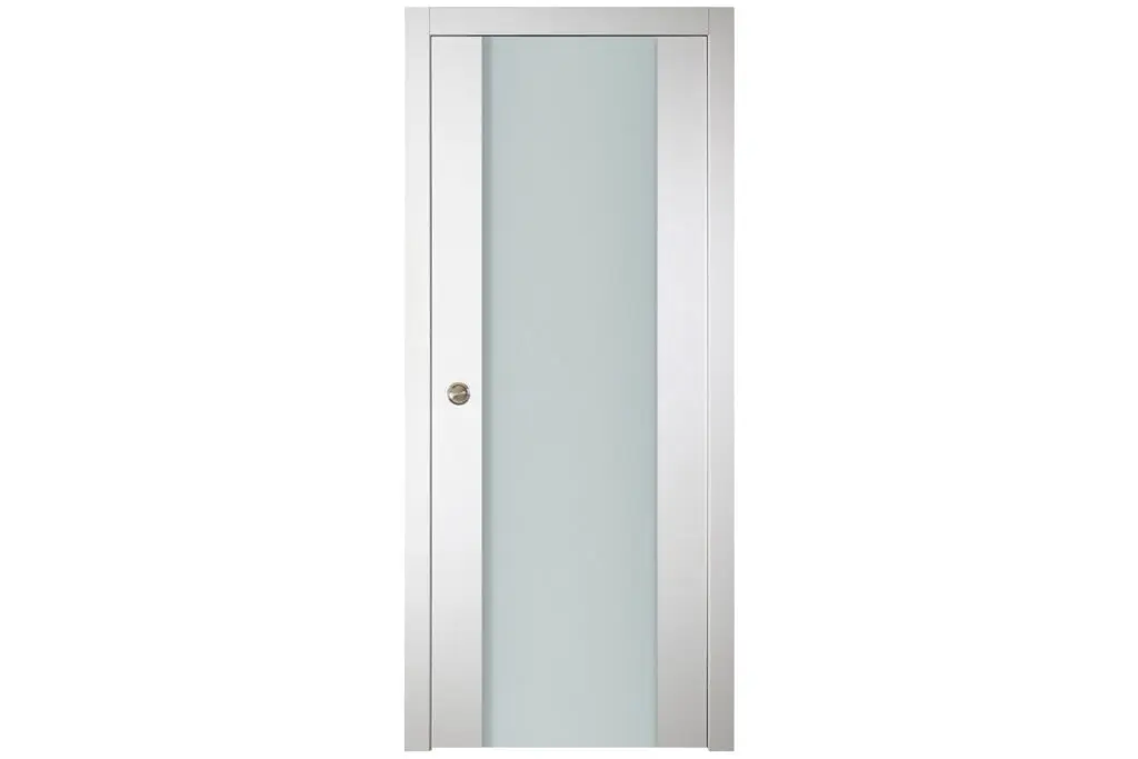 Nova Italia Vetro 01 Alaskan White Laminate Interior Door - Single Pocket