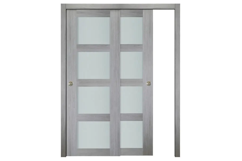 Nova Italia Vetro 4 Lite Light Grey Laminate Interior Door - Bypass Door