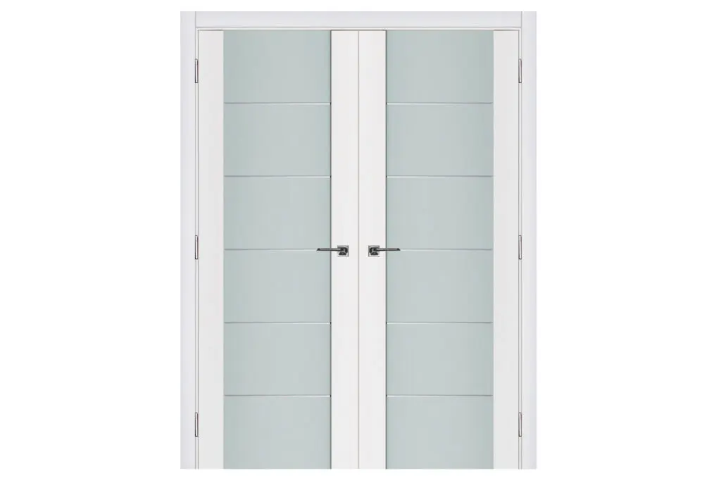 Nova Triplex 008 Soft White Laminated Modern Interior Door - Double Door