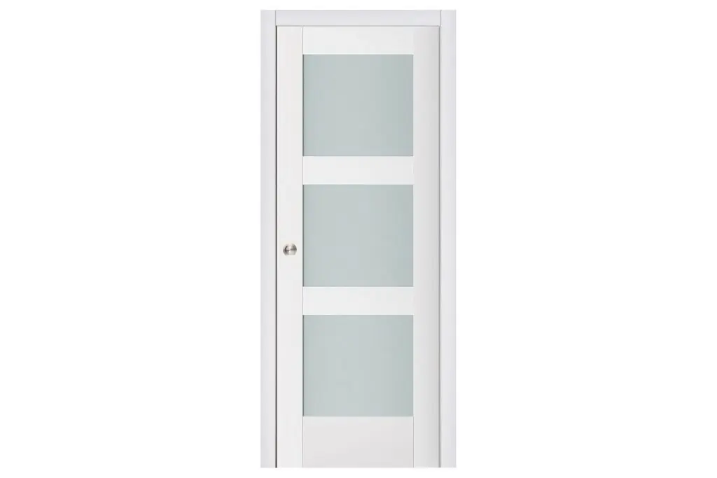 Nova Triplex 058 Soft White Laminated Modern Interior Door - Single Pocket