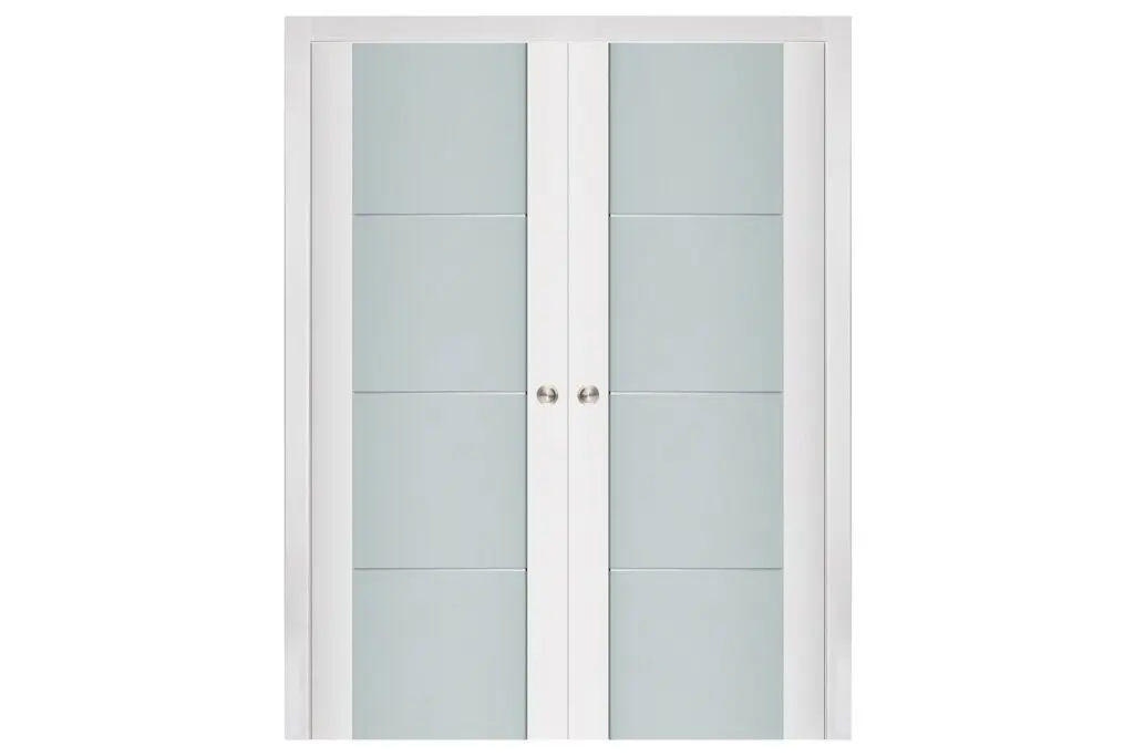 Nova Triplex 006 Soft White Laminated Modern Interior Door - Double Pocket