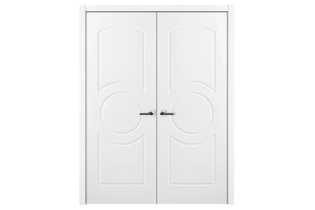Nova Ovalo Soft White Laminated Traditional interior Door - Double Door