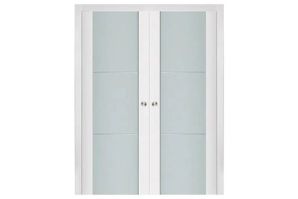 Nova Triplex 004 Soft White Laminated Modern Interior Door - Double Pocket