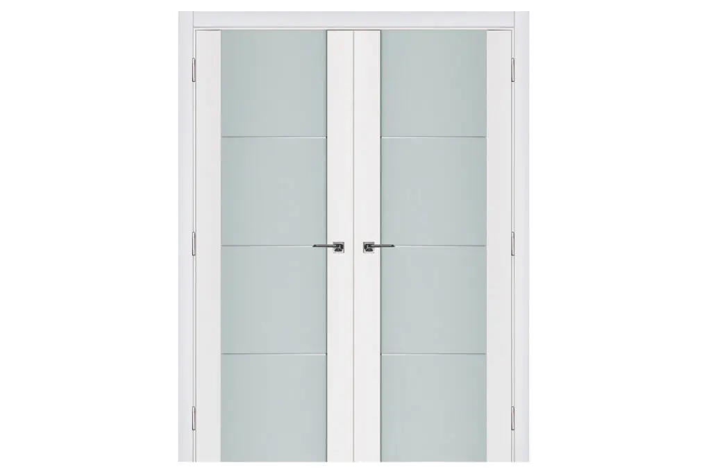 Nova Triplex 006 Soft White Laminated Modern Interior Door - Double Door