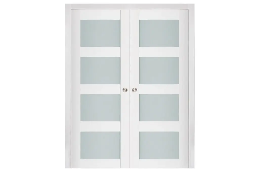Nova Triplex 010 Soft White Laminated Modern Interior Door - Double Pocket