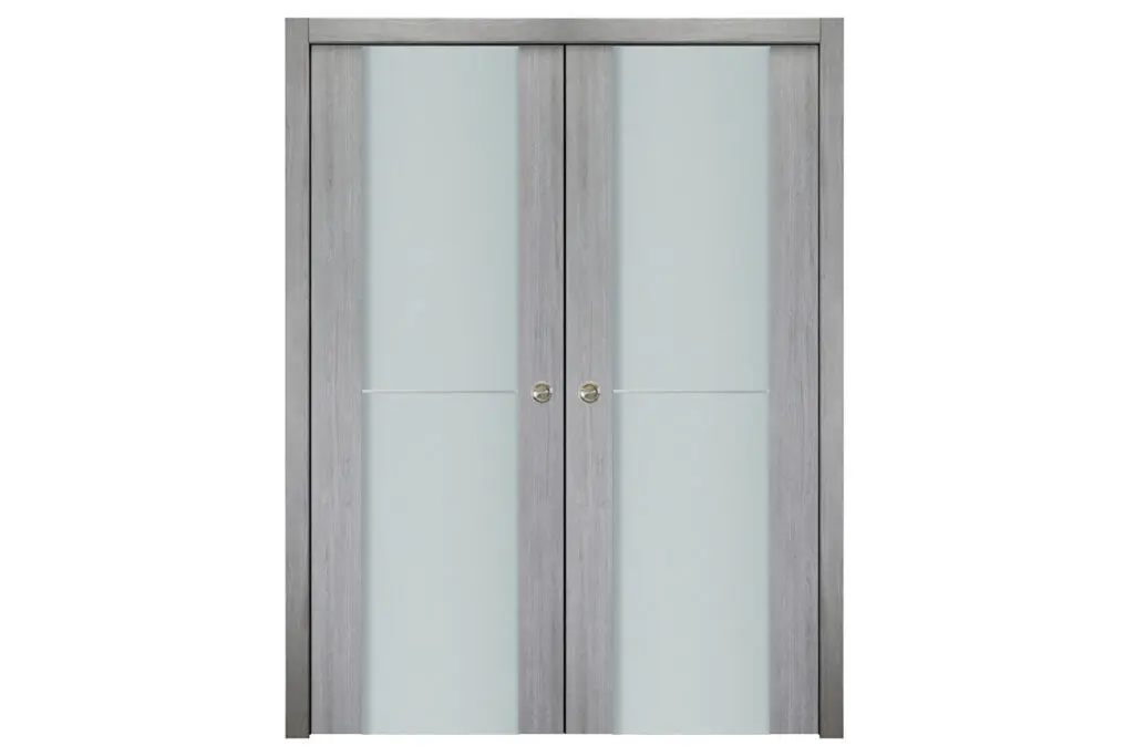 Nova Italia Vetro 1H Light Grey Laminate Interior Door - Double Pocket