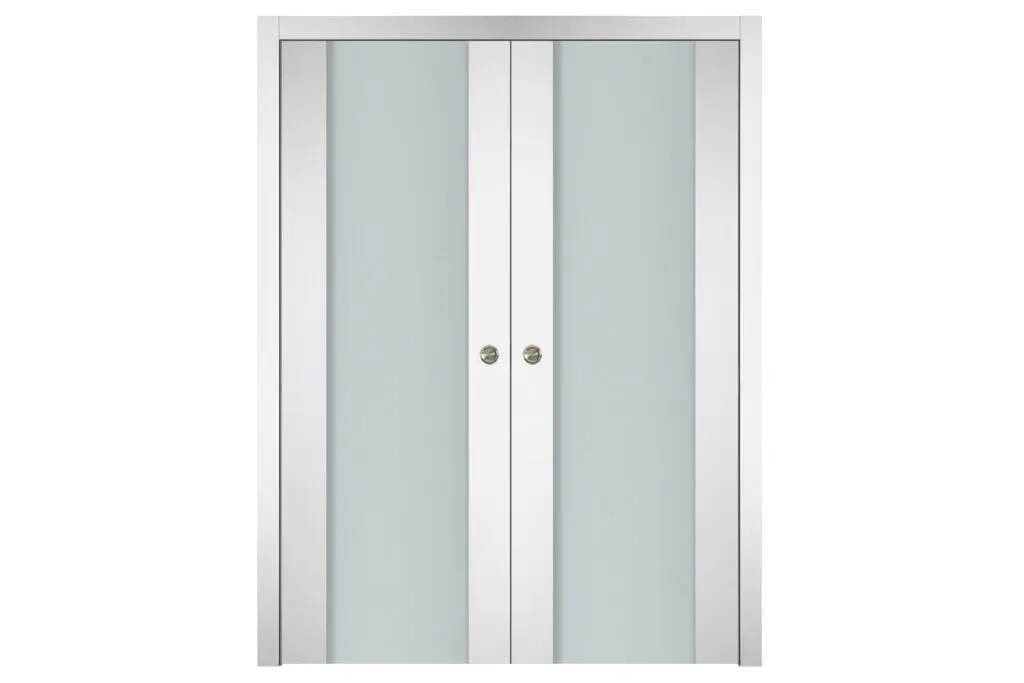 Nova Italia Vetro 01 Alaskan White Laminate Interior Door - Double Pocket