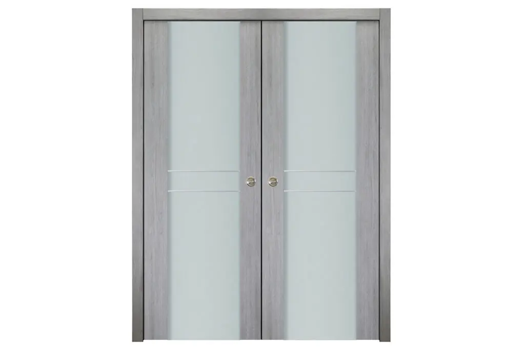 Nova Italia Vetro 2HC Light Grey Laminate Interior Door - Double Pocket
