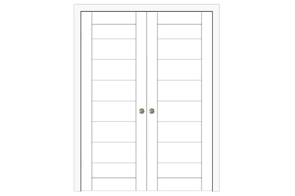 Domino 02 Soft White Laminated Modern Interior Door - Double Pocket