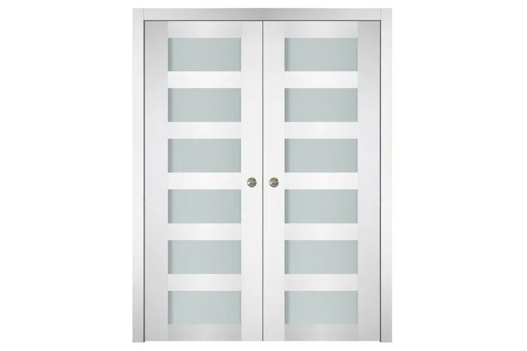 Nova Italia Vetro 6 Lite Alaskan White Laminate Interior Door - Double Pocket