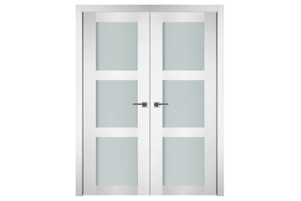 Nova Italia Vetro 3 Lite Alaskan White Laminate Interior Door - Double Door