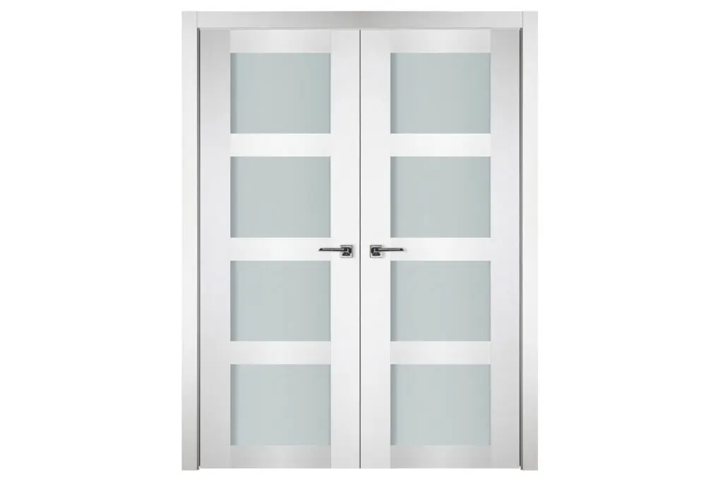 Nova Italia Vetro 4 Lite Alaskan White Laminate Interior Door - Double Door