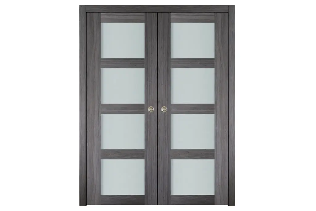 Nova Italia Vetro 4 Lite Swiss Elm Laminate Interior Door - Double Pocket