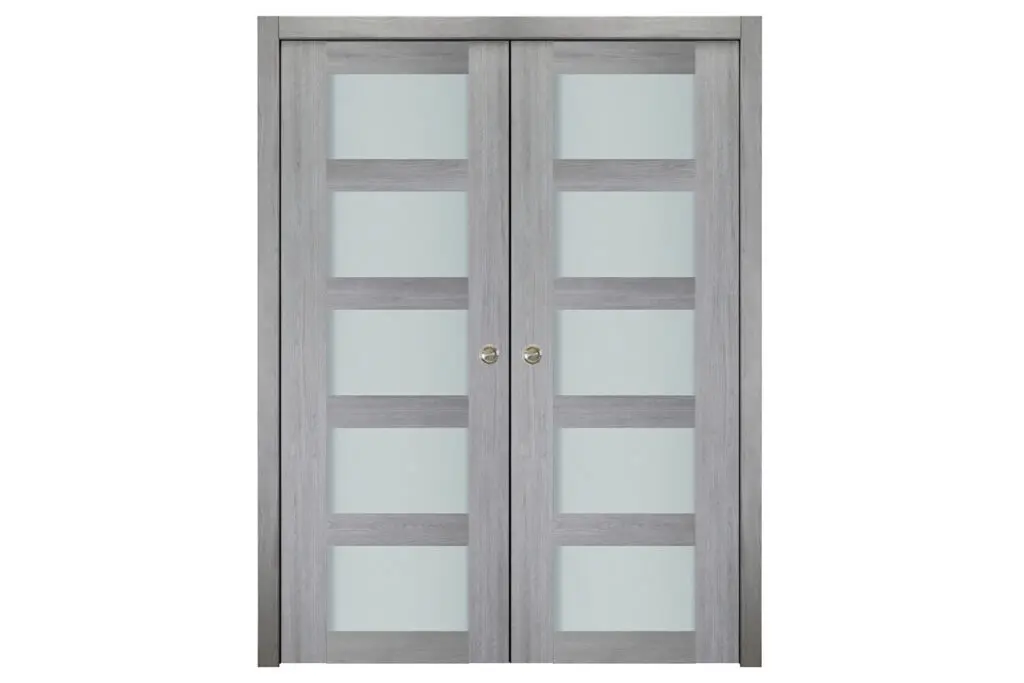 Nova Italia Vetro 5 Lite Light Grey Laminate Interior Door - Double Pocket