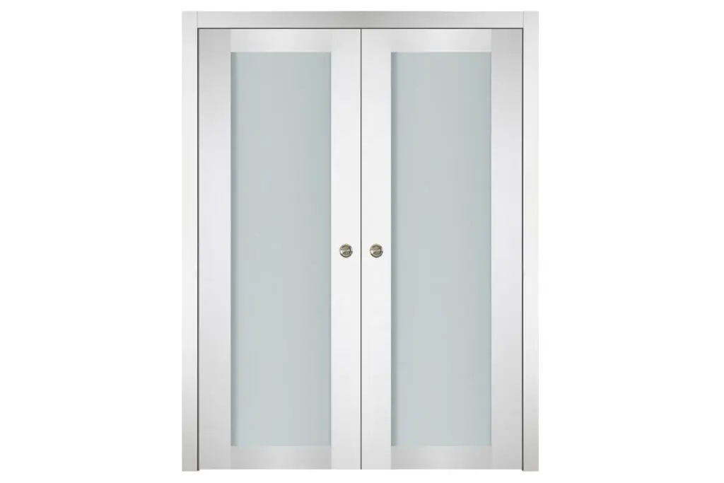 Nova Italia Vetro 1 Lite Alaskan White Laminate Interior Door - Double Pocket