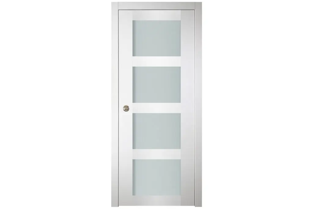 Nova Italia Vetro 4 Lite Alaskan White Laminate Interior Door - Single Pocket