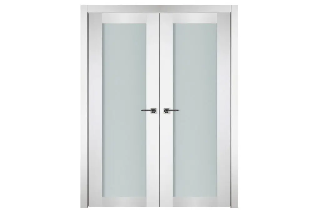 Nova Italia Vetro 1 Lite Alaskan White Laminate Interior Door - Double Door
