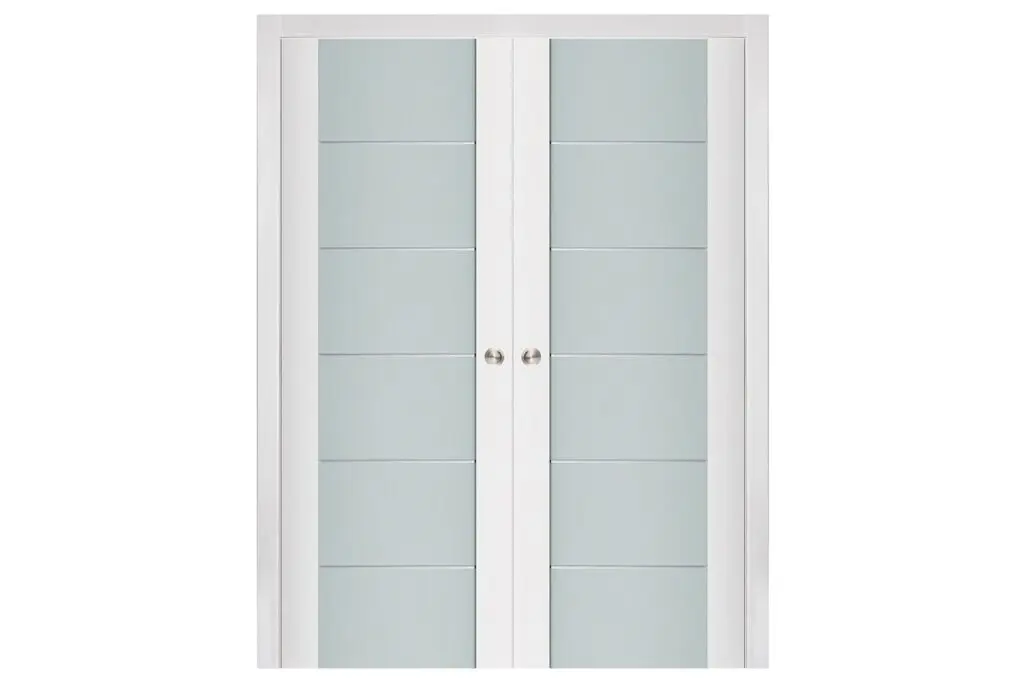 Nova Triplex 008 Soft White Laminated Modern Interior Door - Double Pocket