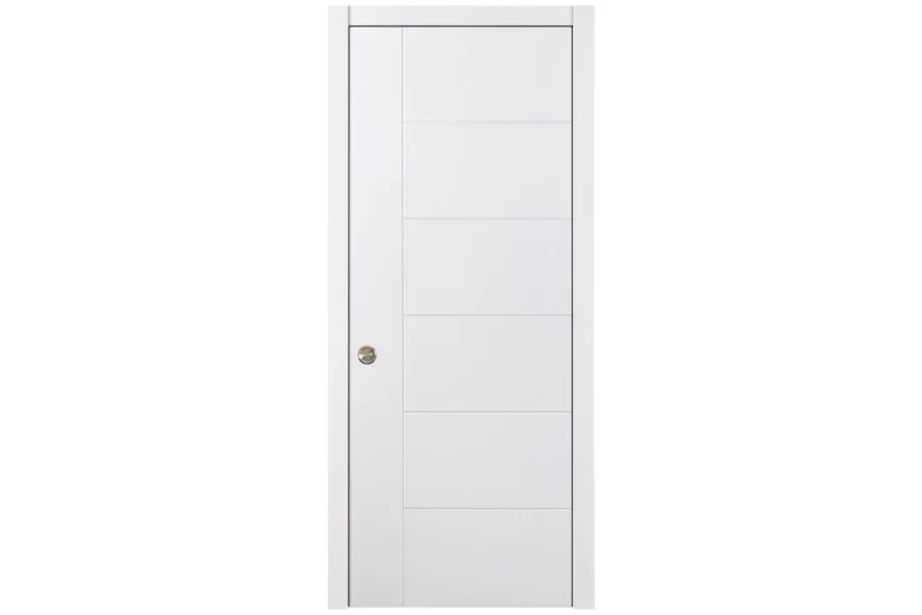 Nova Groove Soft White Laminated Traditional interior Door - Single Pocket