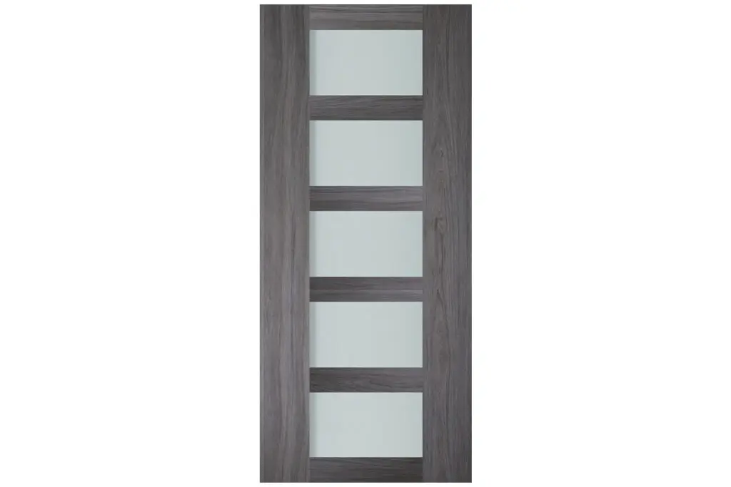 Nova Italia Vetro 5 Lite Swiss Elm Laminate Interior Door - Slab