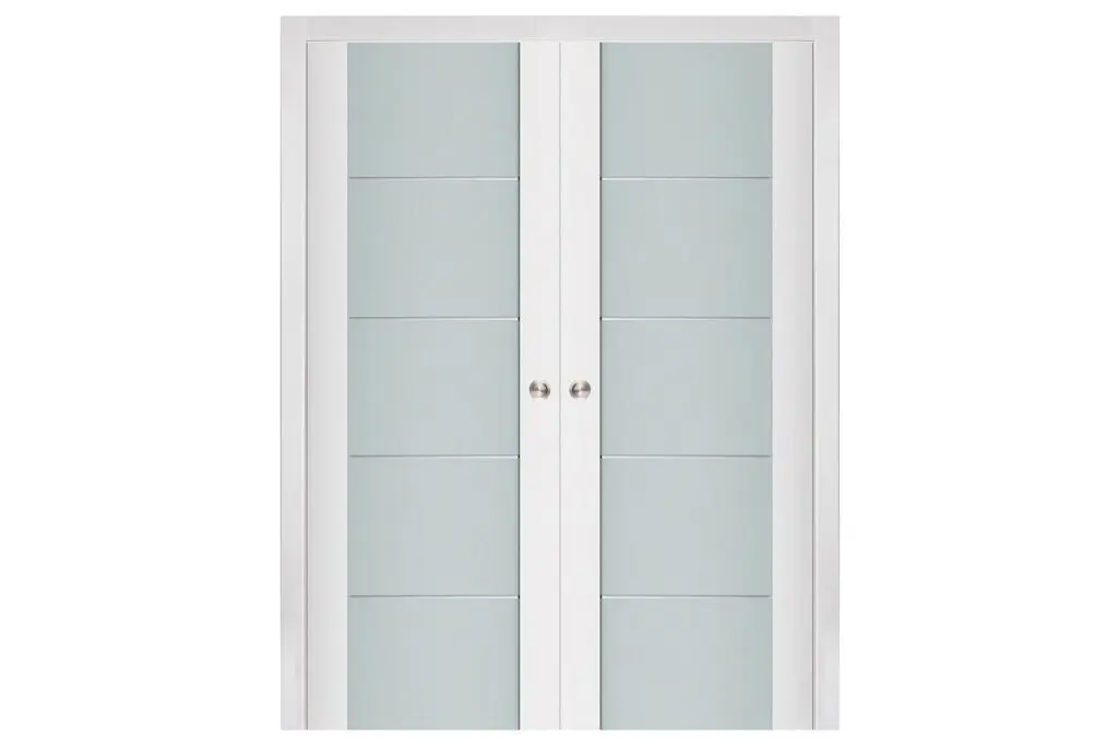 Nova Triplex 007 Soft White Laminated Modern Interior Door - Double Pocket