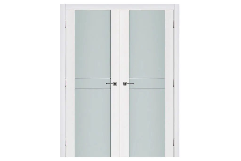 Nova Triplex 003 Soft White Laminated Modern Interior Door - Double Door