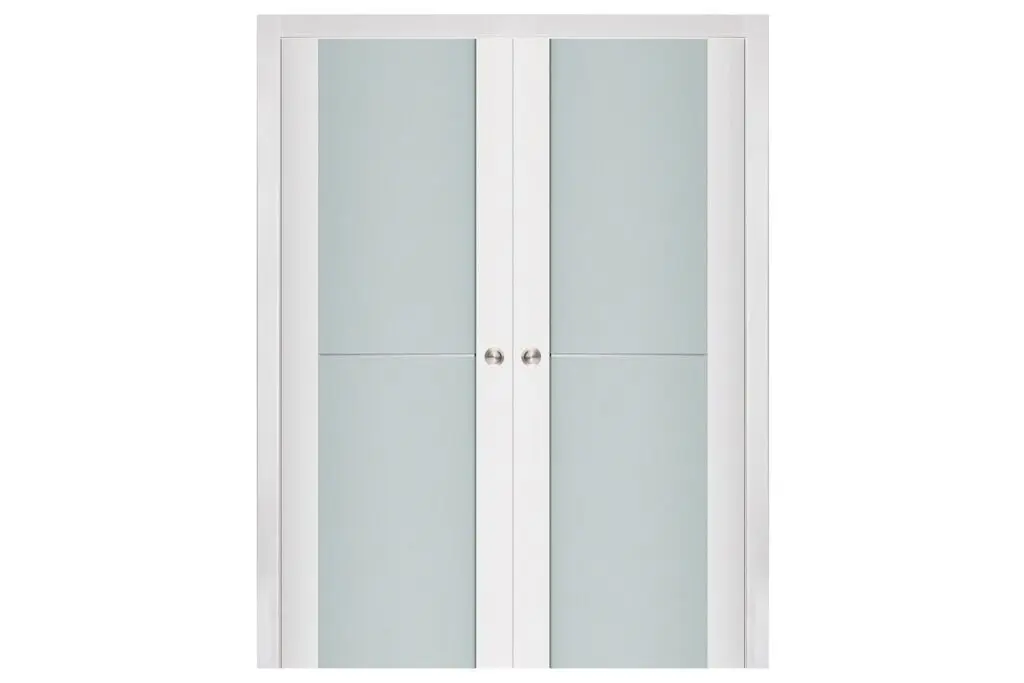 Nova Triplex 002 Soft White Laminated Modern Interior Door - Double Pocket