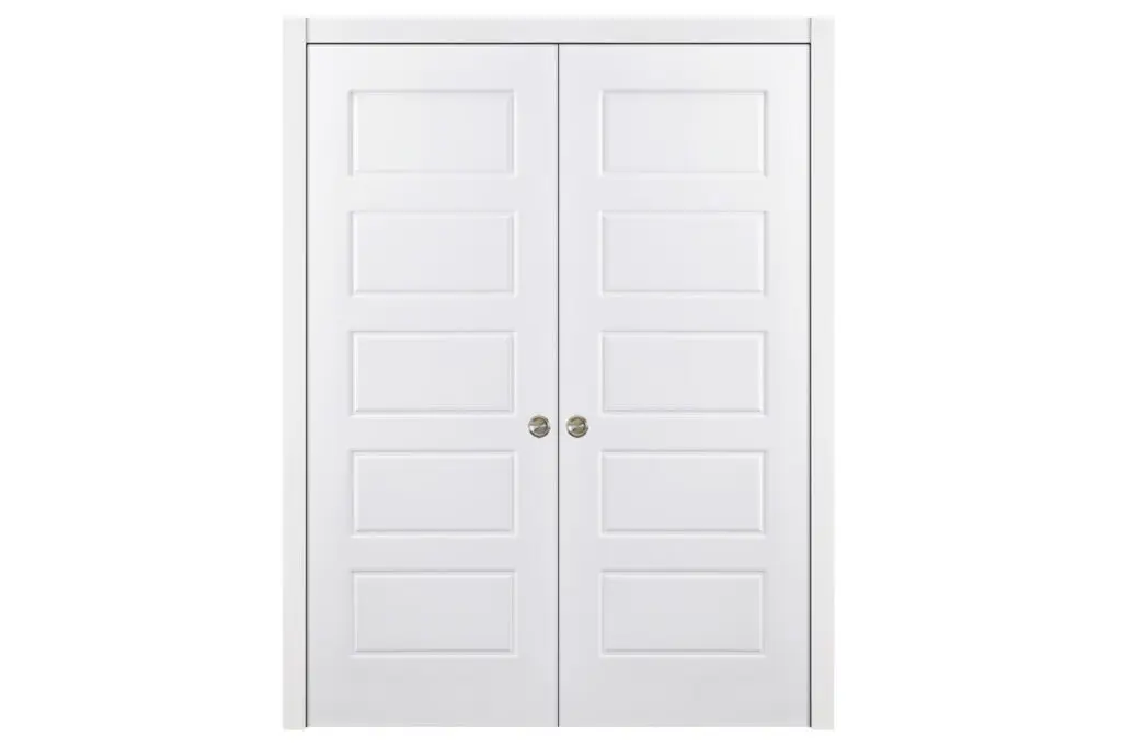 Nova 5 Panel Soft White Laminated Traditional interior Door - Double Pocket