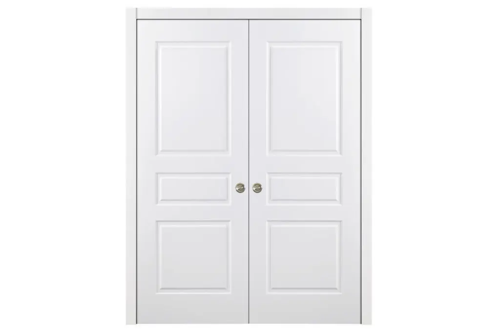 Nova 3 Panel Soft White Laminated Traditional interior Door - Double Pocket