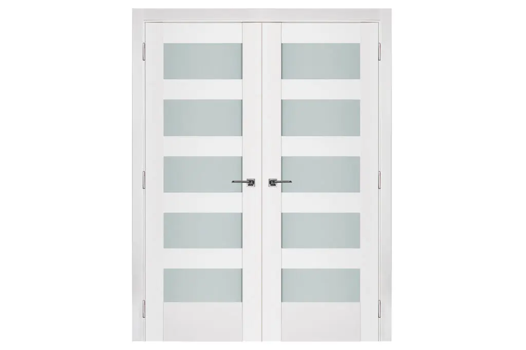 Nova Triplex 057 Soft White Laminated Modern Interior Door - Double Door
