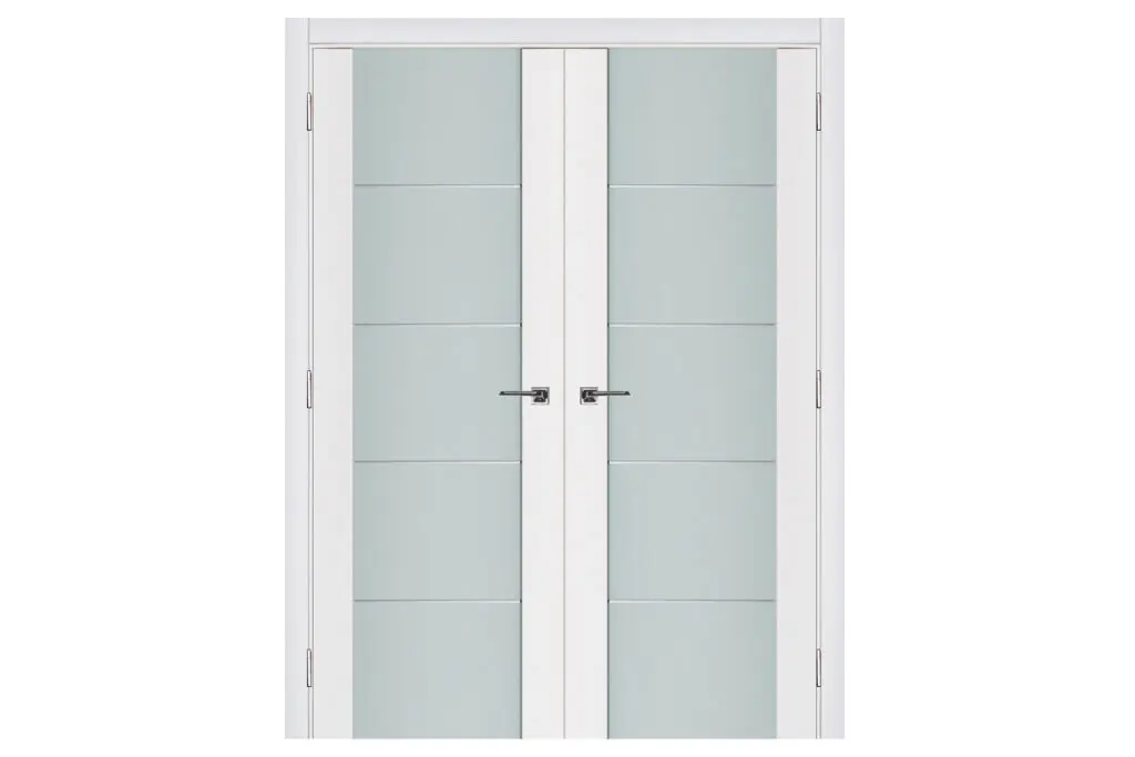 Nova Triplex 007 Soft White Laminated Modern Interior Door - Double Door