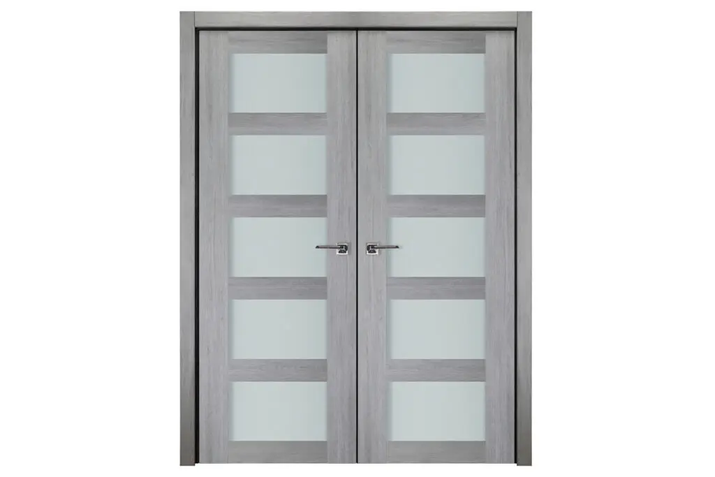 Nova Italia Vetro 5 Lite Light Grey Laminate Interior Door - Double Door