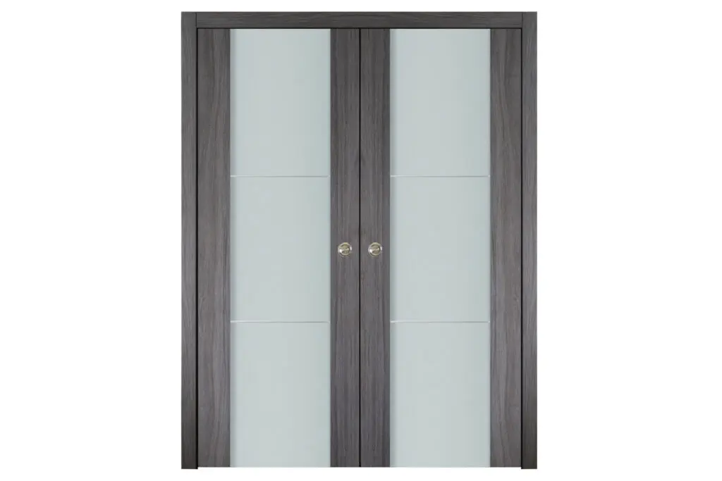 Nova Italia Vetro 2H Swiss Elm Laminate Interior Door - Double Pocket