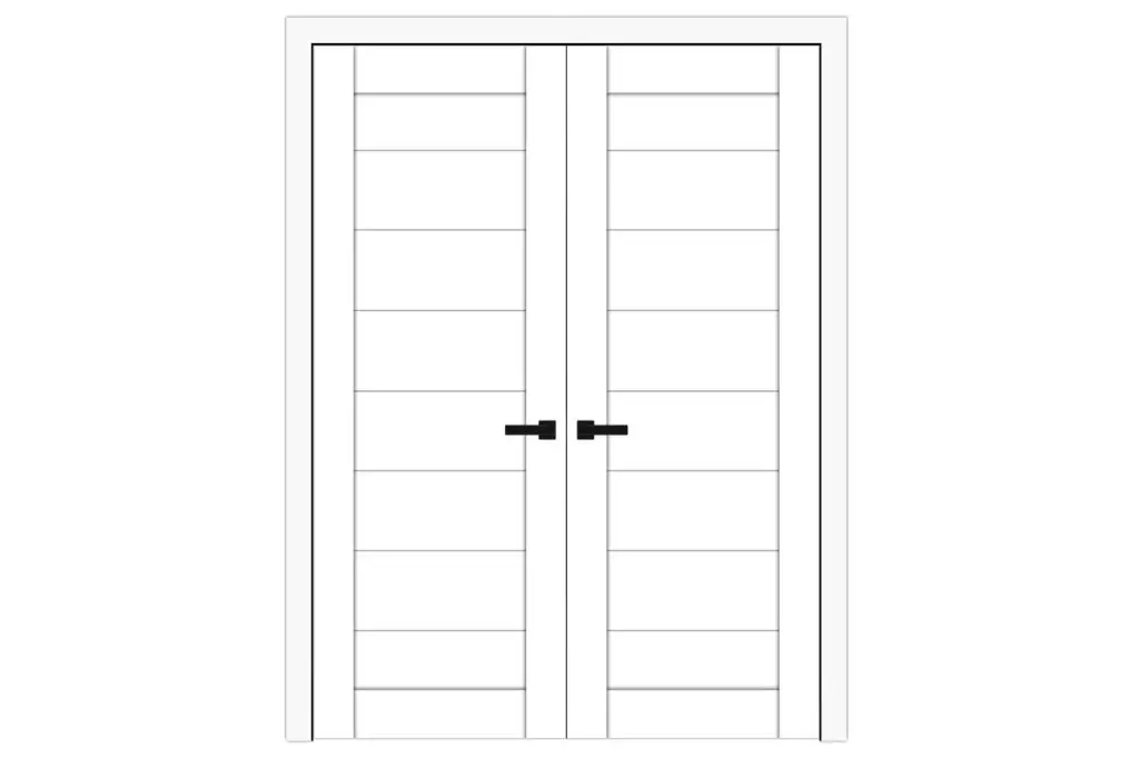 Domino 02 Soft White Laminated Modern Interior Door - Double Door