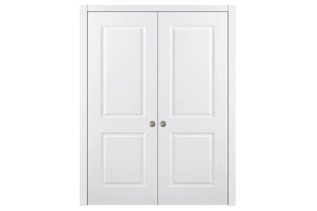 Nova 2 Panel Soft White Laminated Traditional interior Door - Double Pocket